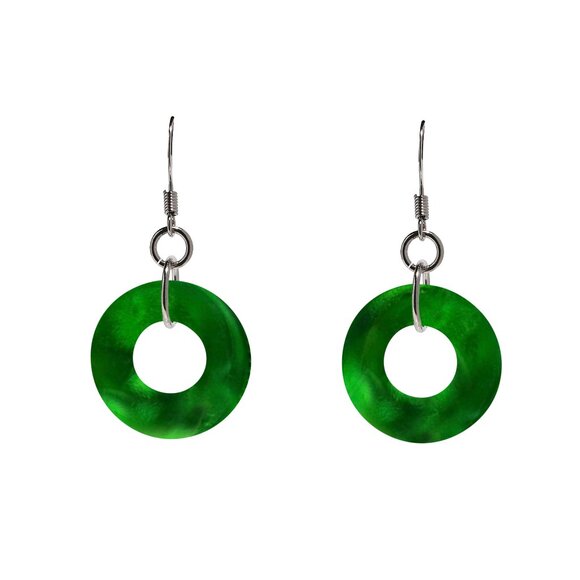 Recycled Vintage Emerald Beer Bottle Glass Hoop Earrings - Picture 1 of 6
